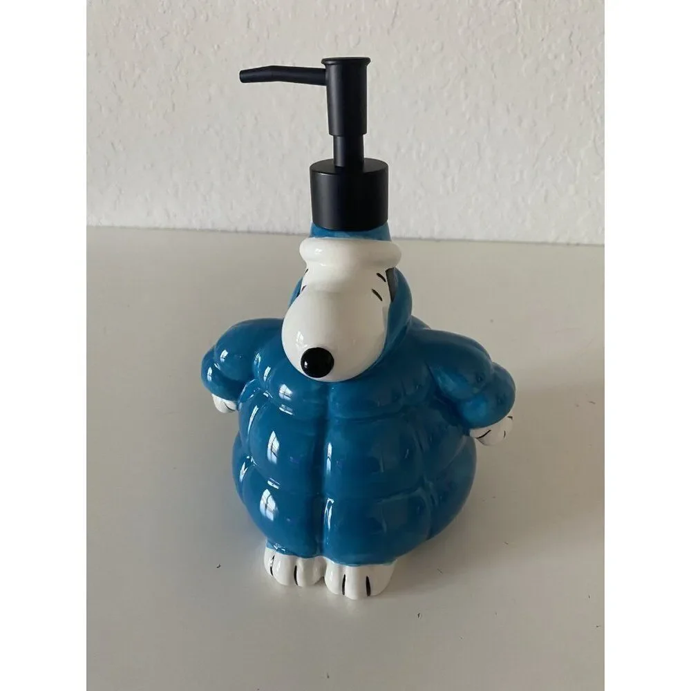 Peanuts Snoopy Soap Lotion Dispenser Blue Quilted Puffer‎ Puffy Jacket NEW